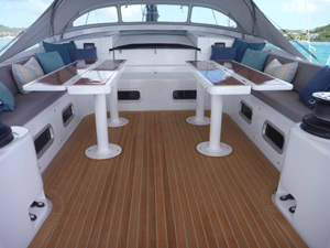 Teak cockpit area.